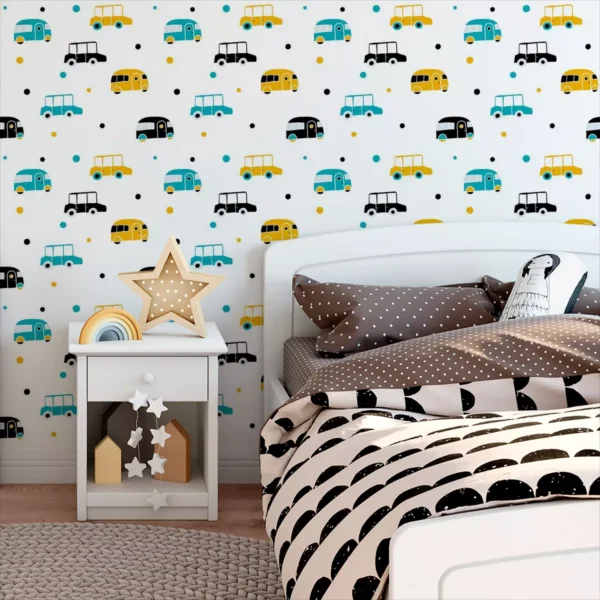 Papel De Parede Adesivo Carros Quarto Infantil 3m