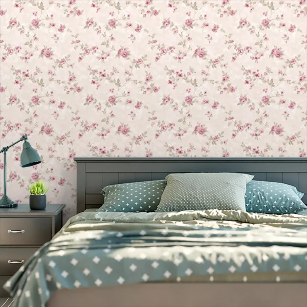 Papel De Parede Adesivo Casal Floral Delicado Quarto 12m