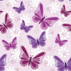 Papel De Parede Adesivo Casual Borboletas Violeta Lavável