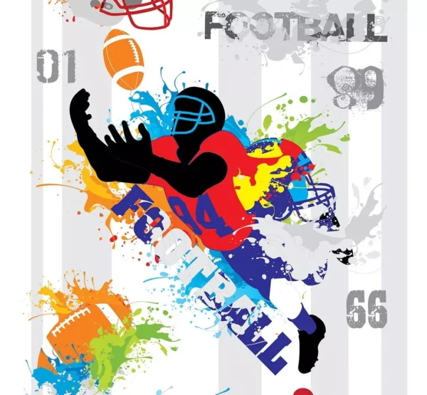 Papel De Parede Adesivo Casual Futebol Colorido 10mtx58cm