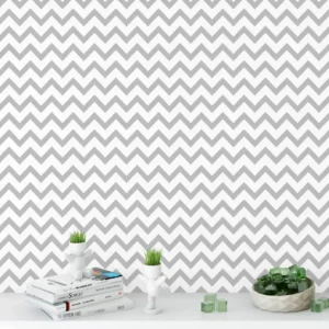 Papel De Parede Adesivo Chevron Big Em Tons Cinza E Branco