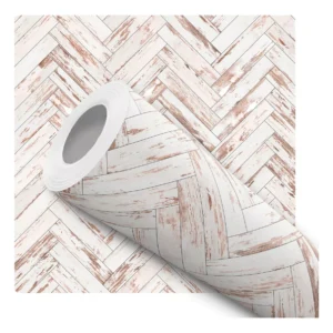 Papel De Parede Adesivo Chevron Madeira Vintage Branco 10m