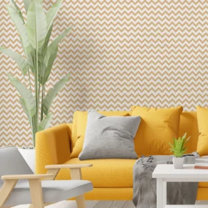 Papel De Parede Adesivo Chevron Tons De Laranja E Branco 1m