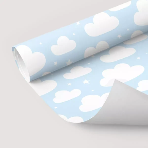 Papel De Parede Adesivo Claro Nuvens Fundo Azul Infantil 10m