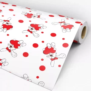 Papel De Parede Adesivo Coelho Coração Vermelho