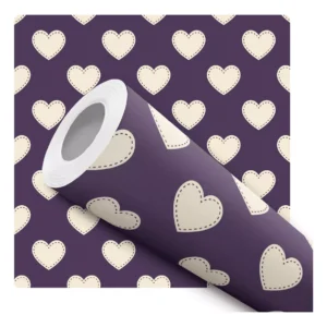 Papel De Parede Adesivo Com Coraçoes Roxo Fundo Teen 10m