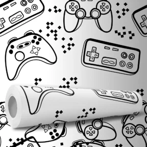 Papel De Parede Adesivo Controle Sala Lavável Gamer Teen 10m