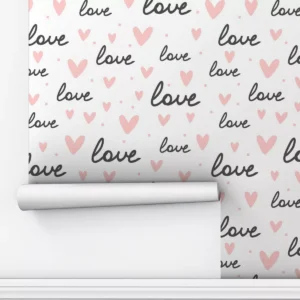 Papel De Parede Adesivo Coração Amor Love Lavável Sala 12m