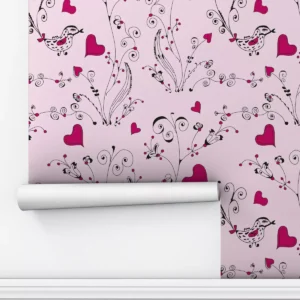 Papel De Parede Adesivo Coração Cute Rosa Fofo 5m