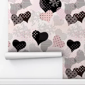 Papel De Parede Adesivo Coração Love Rosa Rose 2,5m