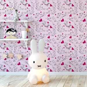 Papel De Parede Adesivo Coração Rosa Cute Fofo 10m