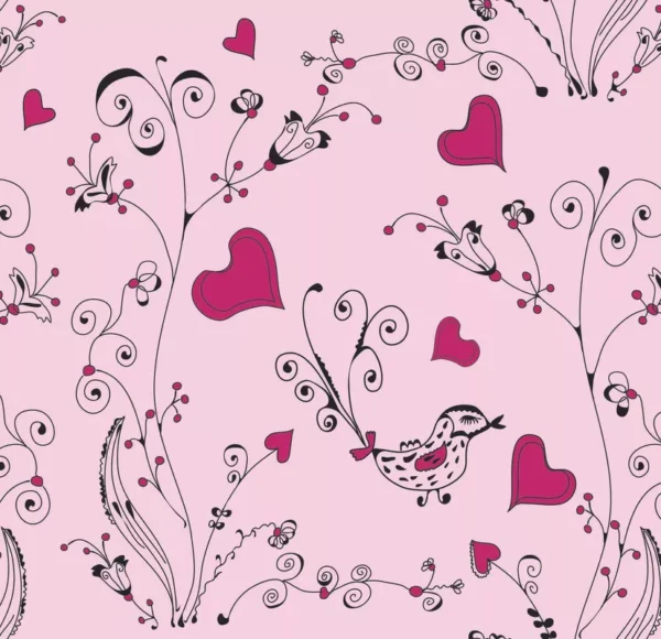 Papel De Parede Adesivo Coração Rosa Fofo Cute 10m