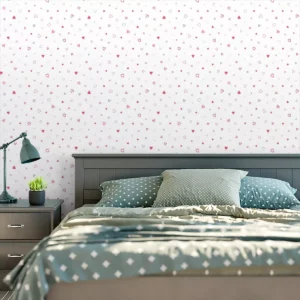 Papel De Parede Adesivo Coraçoes Quarto Rosa Teen Fofo 3m