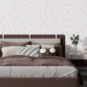 Papel De Parede Adesivo Coraçoes Rosa Teen Fofo Quarto 3,5m