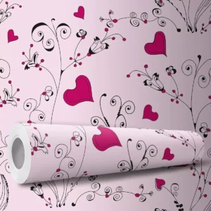 Papel De Parede Adesivo Cute Rosa Coração Fofo 1m