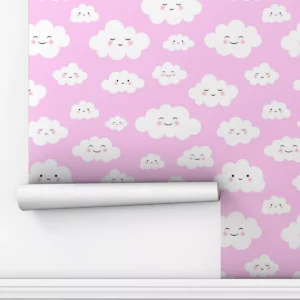 Papel De Parede Adesivo Cute Sala Bebê Criança Nuvem Fofo 5m