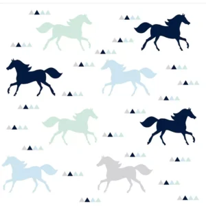 Papel De Parede Adesivo De Cavalos Quarto De Menino Azul