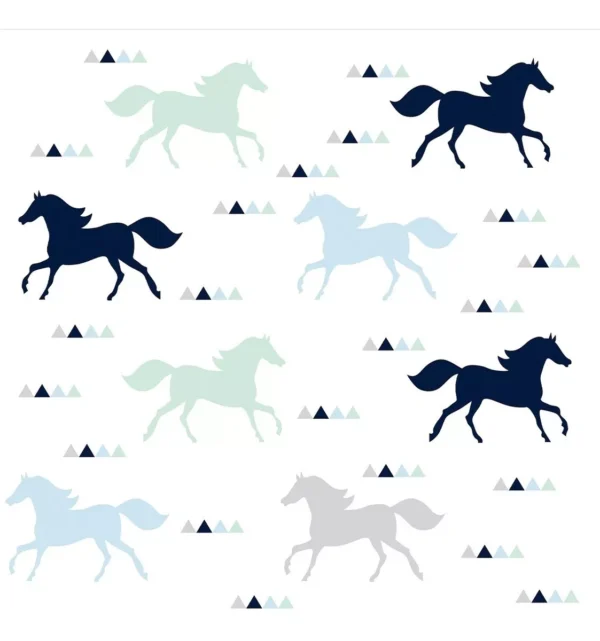 Papel De Parede Adesivo De Cavalos Quarto De Menino Azul