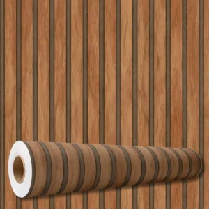 Papel De Parede Adesivo Decoração Ripas Madeira Rolo 10 Mts