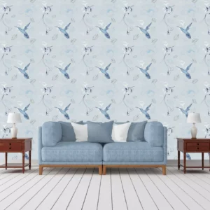 Papel De Parede Adesivo Decorativo Animal Beija-flor Azul