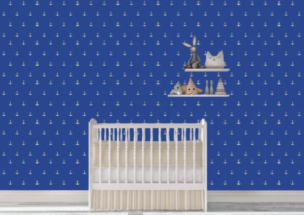 Papel De Parede Adesivo Decorativo Bebe Marinheiro Azul