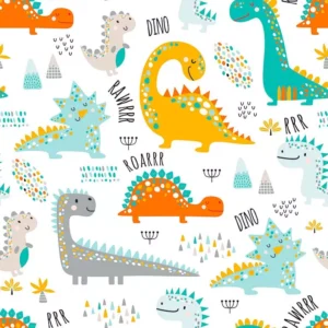 Papel De Parede Adesivo Decorativo Dinos Coloridos