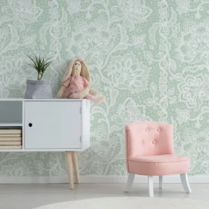 Papel De Parede Adesivo Decorativo Efeito Renda Verde