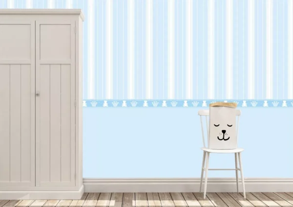 Papel De Parede Adesivo Decorativo Infantil Bebe Listra Azul