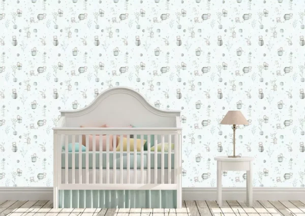 Papel De Parede Adesivo Decorativo Infantil Ursinho Azul