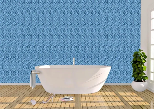 Papel De Parede Adesivo Decorativo Pastilha Azul Luxo