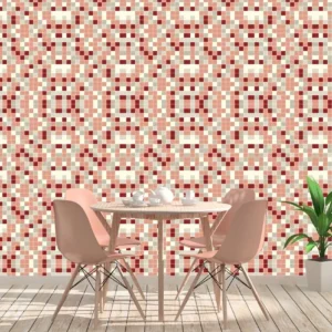 Papel De Parede Adesivo Decorativo Pastilha Vermelho Branco