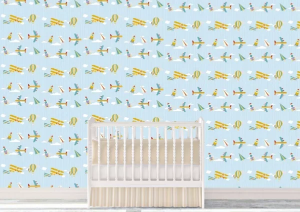 Papel De Parede Adesivo Decorativo Quarto Infantil Avião