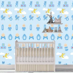 Papel De Parede Adesivo Decorativo Quarto Infantil Baby Azul