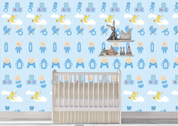 Papel De Parede Adesivo Decorativo Quarto Infantil Baby Azul