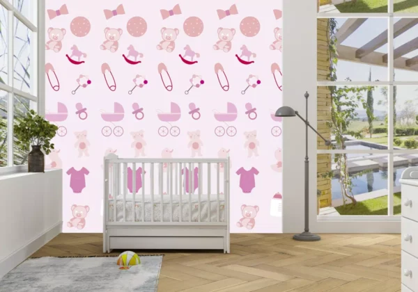 Papel De Parede Adesivo Decorativo Quarto Infantil Baby Rosa