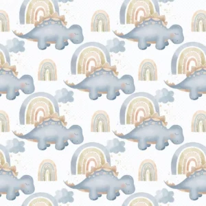 Papel De Parede Adesivo Dinossauro Baby Fundo Off White 12m