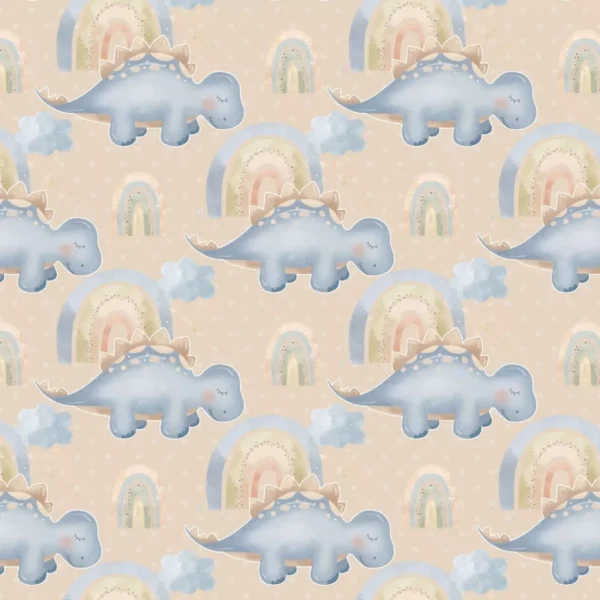 Papel De Parede Adesivo Dinossauro Fundo Bolinha Palha 12m