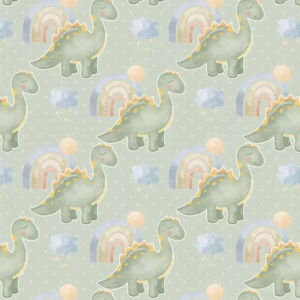 Papel De Parede Adesivo Dinossauro Fundo Bolinha Verde 12m