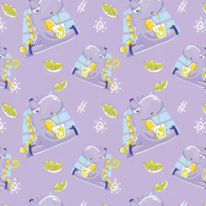 Papel De Parede Adesivo Dinossauro Fundo Lavanda Bebê 12m