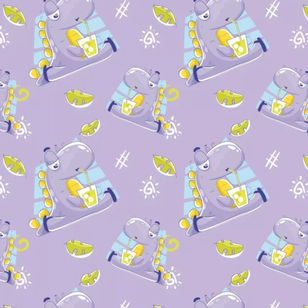 Papel De Parede Adesivo Dinossauro Fundo Lavanda Bebê 12m