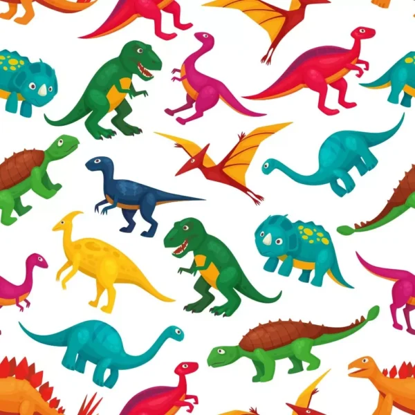 Papel De Parede Adesivo Dinossauros Coloridos Infantil 12m