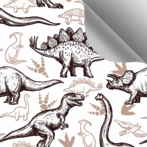 Papel De Parede Adesivo Dinossauros Estilizado Cinza 2m