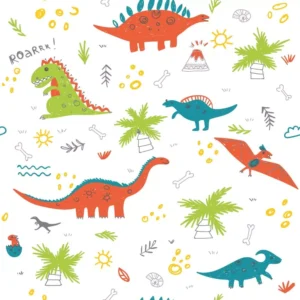 Papel De Parede Adesivo Dinossauros Infantil Fofinhos 3m