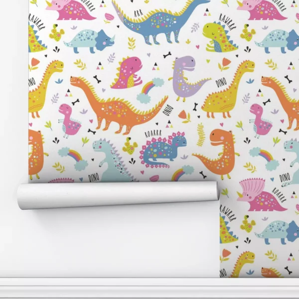 Papel De Parede Adesivo Dinossauros Lavável Sala 3m