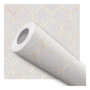 Papel De Parede Adesivo Dourado Provençal Gold 10m