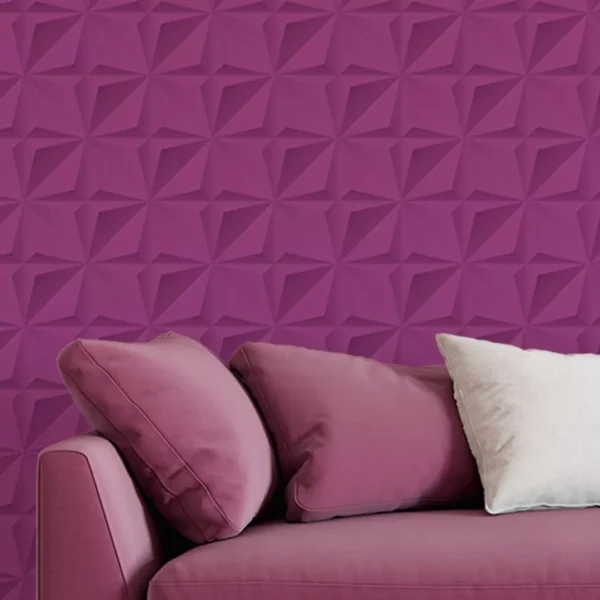 Papel De Parede Adesivo Efeito Gesso 3d Roxo Rolo 10m