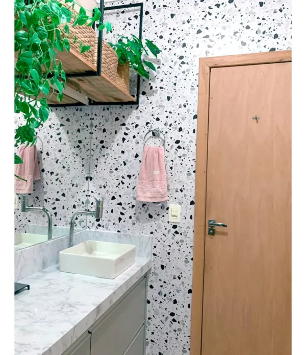 Papel De Parede Adesivo Efeito Granilite Terrazzo Rutilo