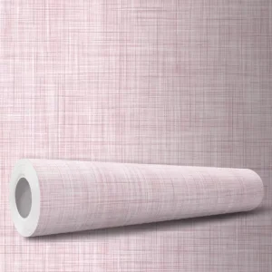 Papel De Parede Adesivo Efeito Tecido Sala Rosa Linho 10m