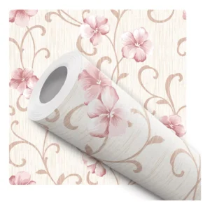 Papel De Parede Adesivo Estilo Floral Rosa Linho 10m