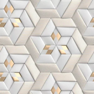 Papel De Parede Adesivo Estilo Geometrico Dourado 10m